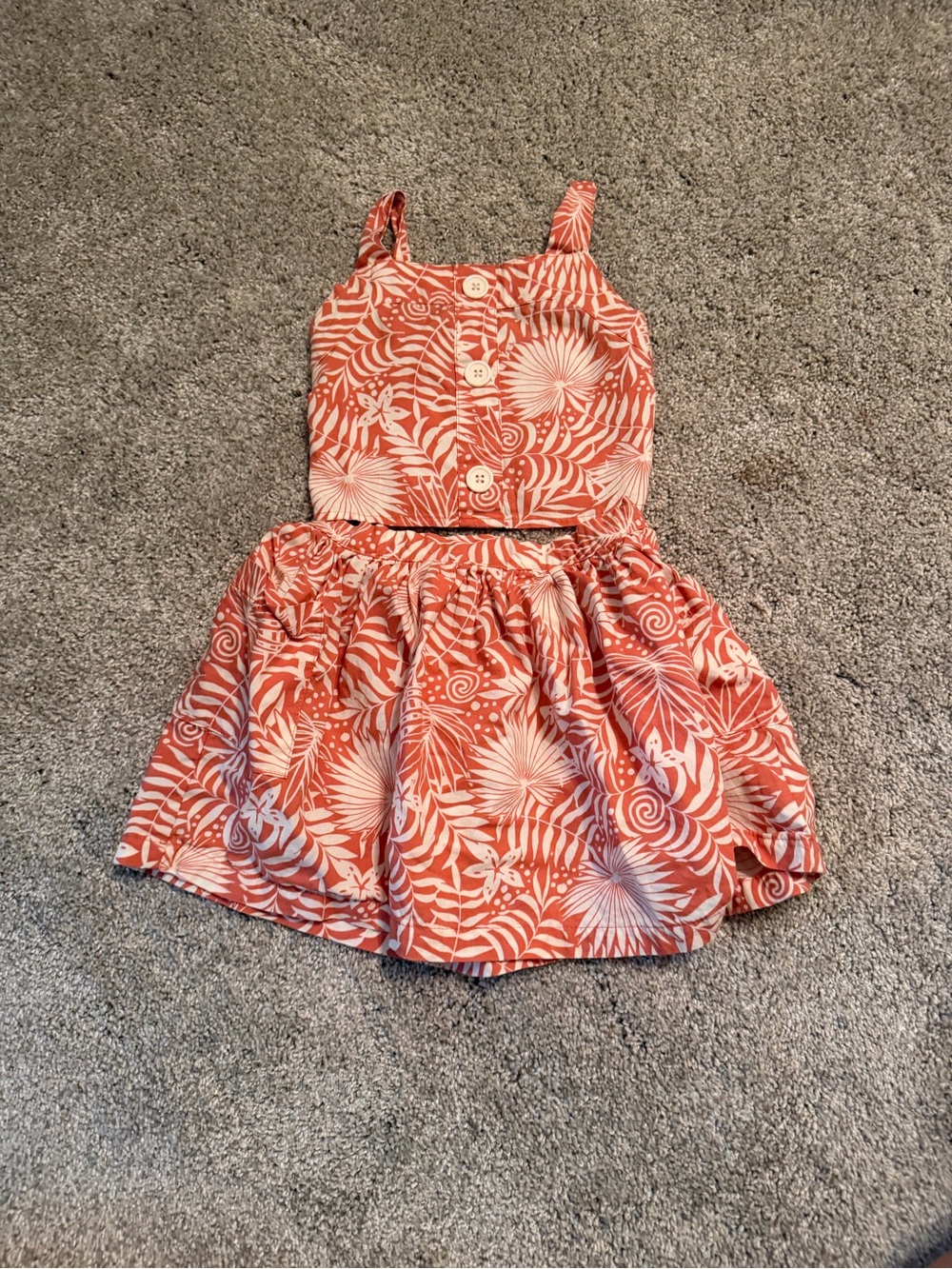 Disney Coral and White Floral Two-Piece Dress Set